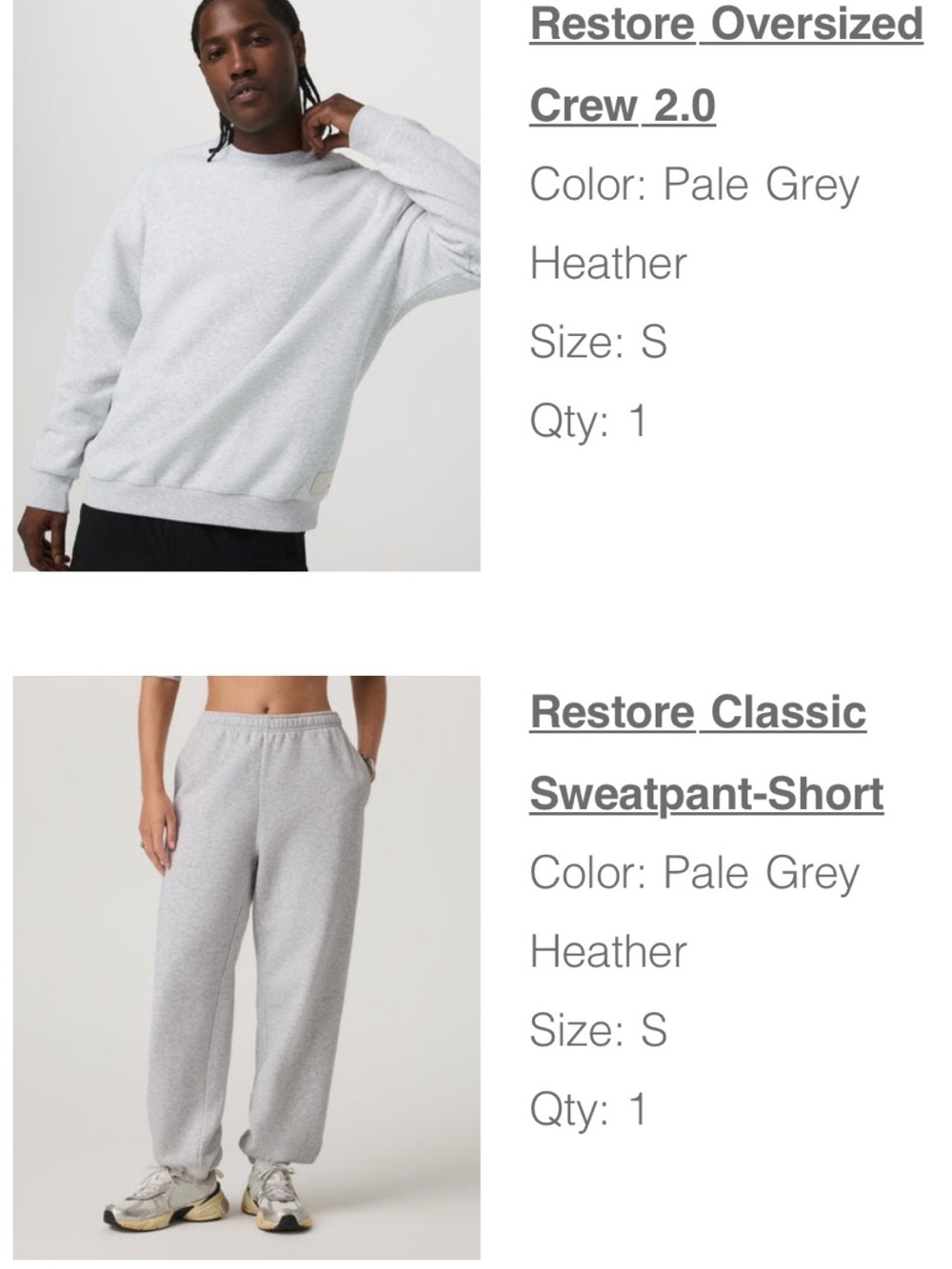 Vuori Pale Grey Heather Crewneck Sweatshirt & Sweatpants Set